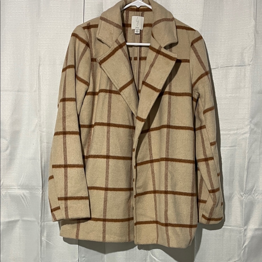 Joie Beige and Brown Plaid Pea Coat size small. New without tags.